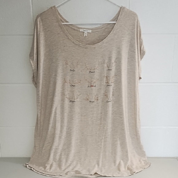 Oatmeal Christmas Soft Tee Shirt Top Reindeer Games Names Graphic - Picture 9 of 12